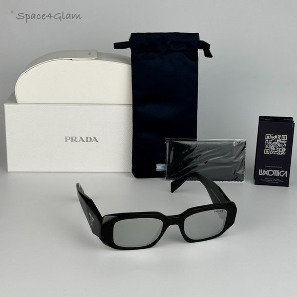 NEW Prada PR17WS 1AB2B0 Black Gray Mirrored Silver Square Unisex Sunglasses - Picture 7 of 15